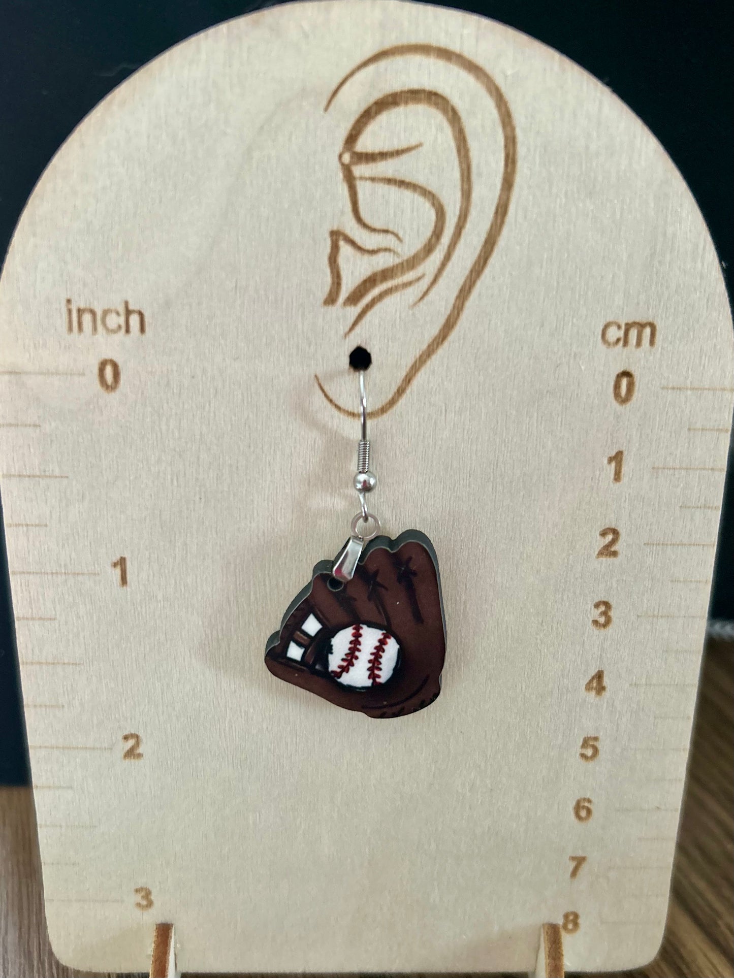 Baseball Glove Shaped Sublimated Earrings 1 inch