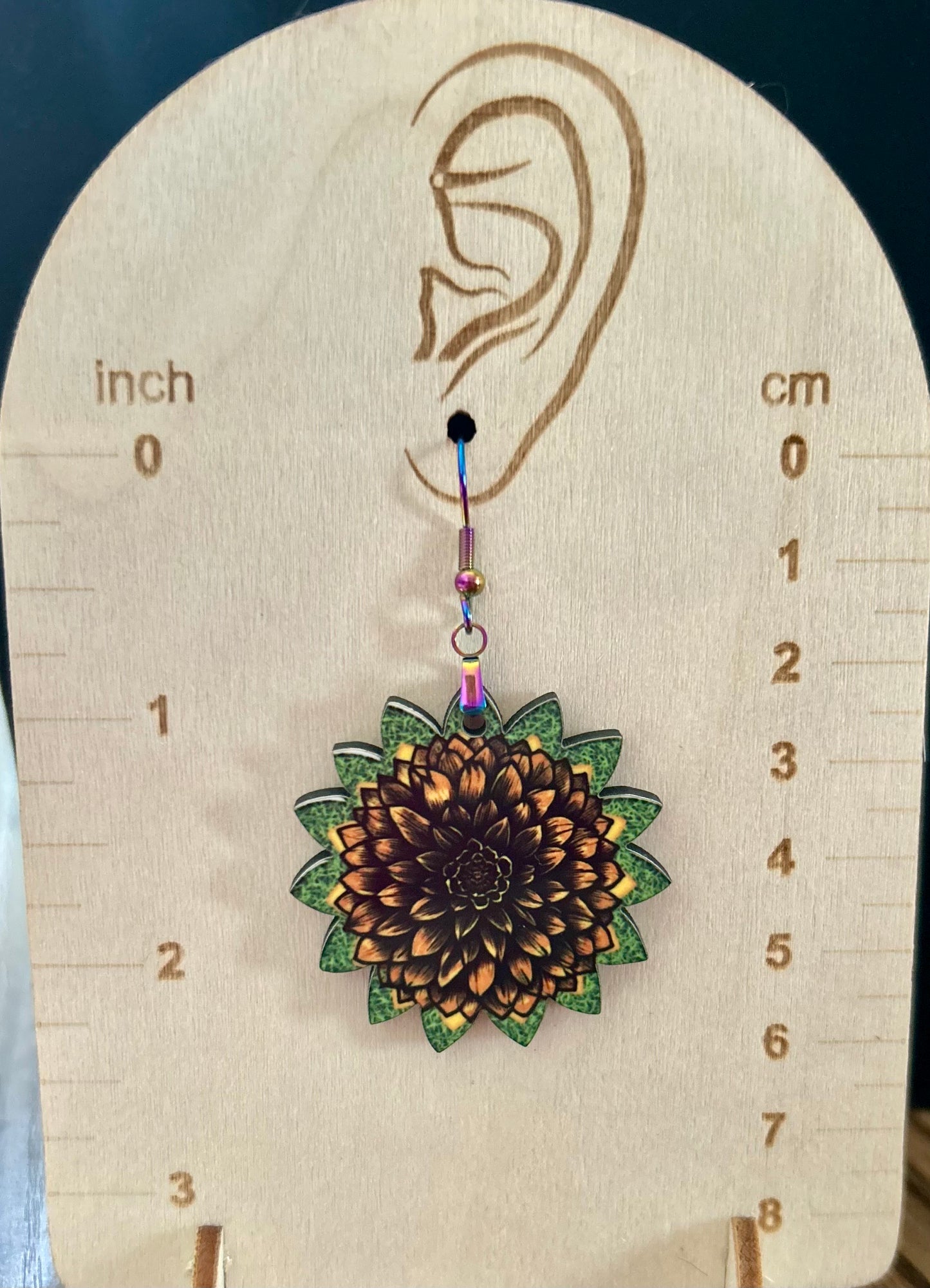Sunflower Shaped Sublimated Earrings