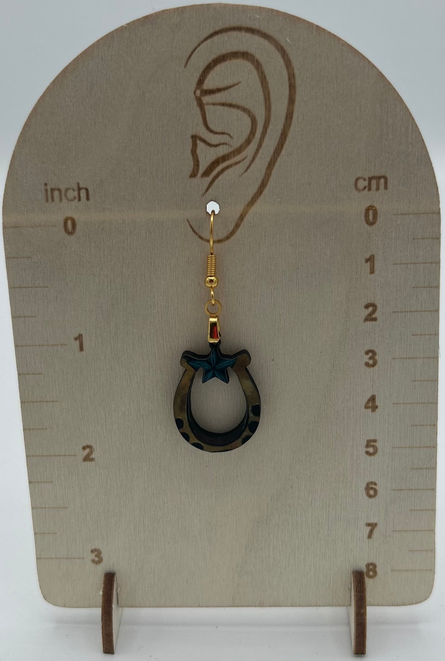 Horseshoe with Star Shaped Sublimated Earrings 1 inch
