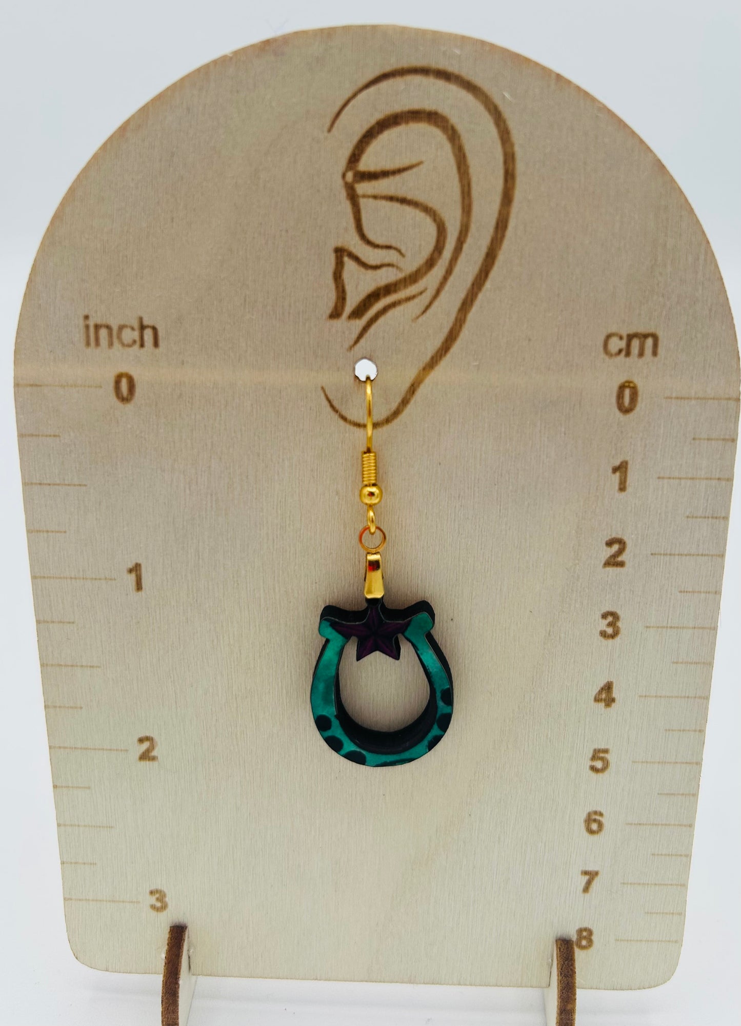 Horseshoe with Star Shaped Sublimated Earrings 1 inch