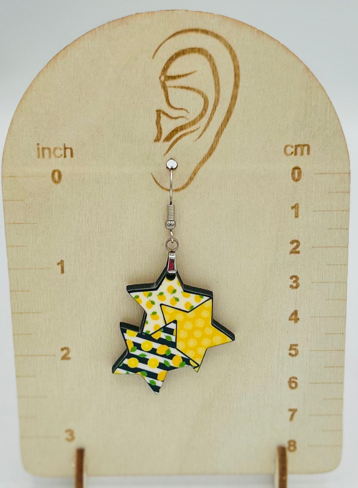 Triple Star Shaped Sublimated Earrings 1.5 in.