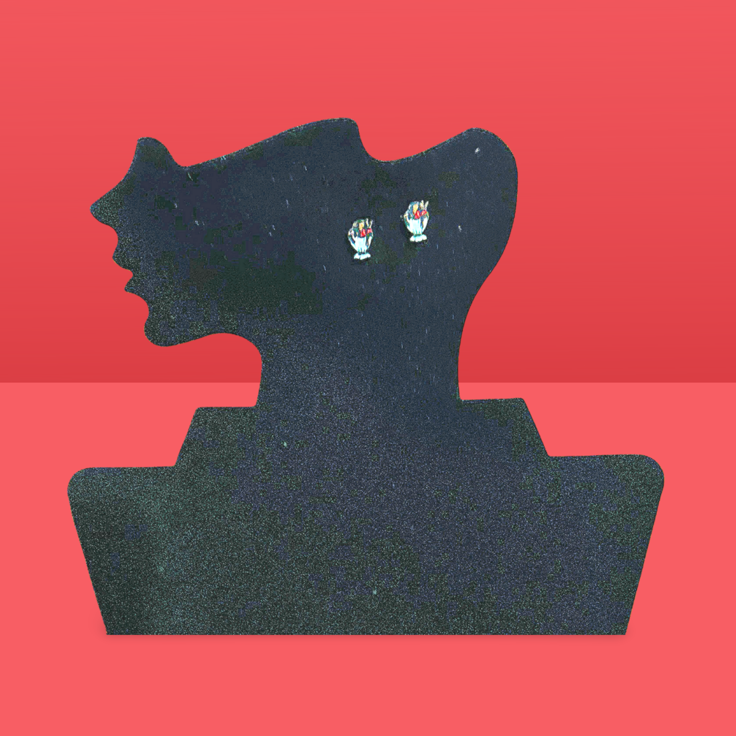 Ice Cream Sundae Shaped Sublimated Stud Earrings