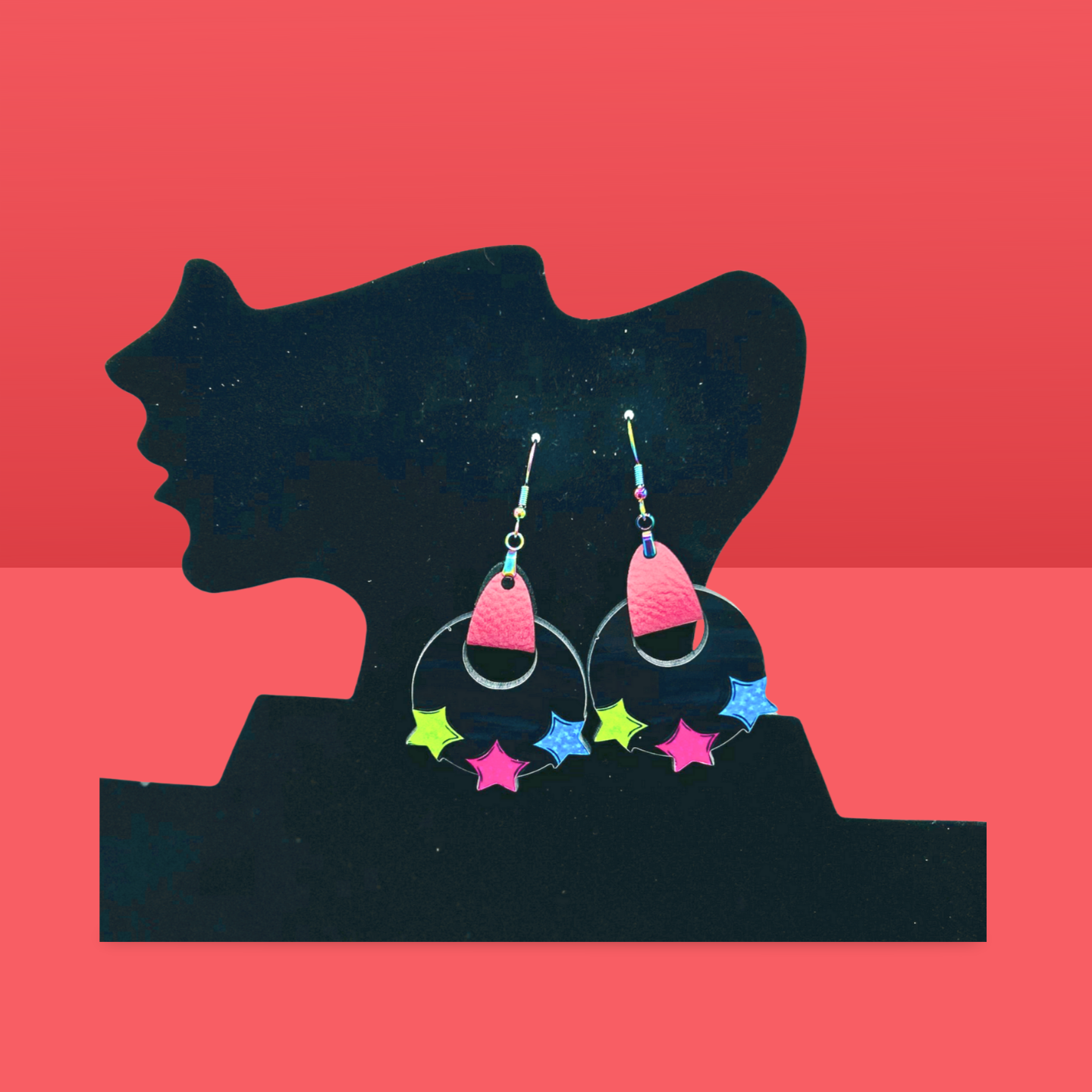 Boho Round Star Shaped Sublimated Earrings