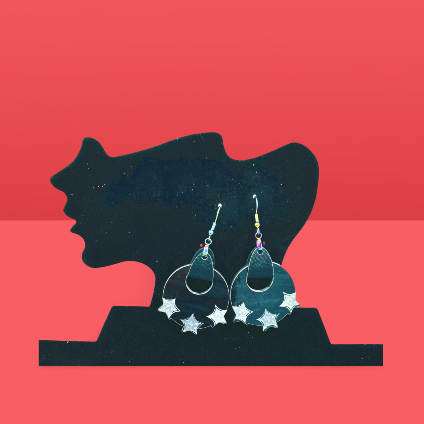 Boho Round Star Shaped Sublimated Earrings