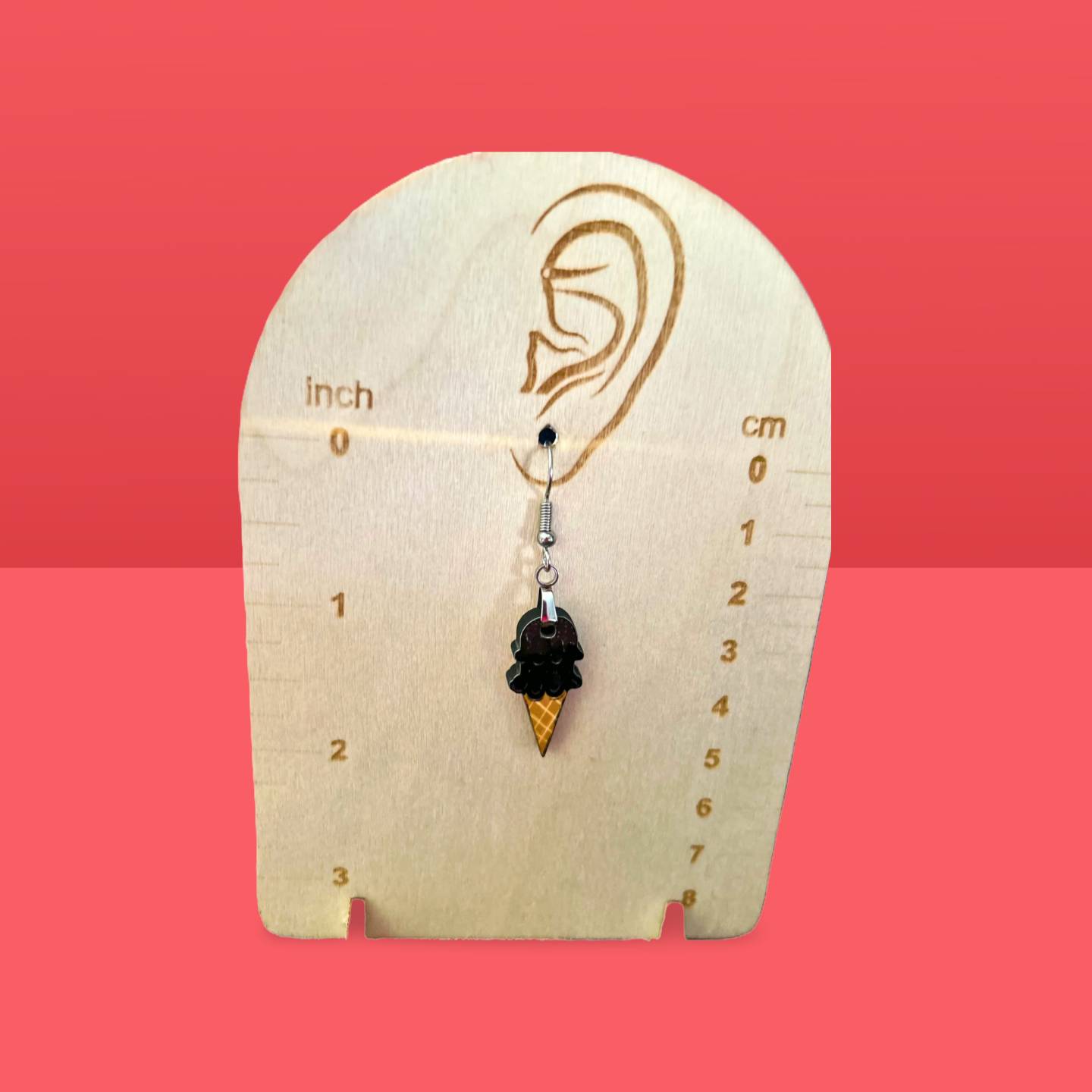 Ice Cream Cone Shaped Sublimated Earrings 1 inch