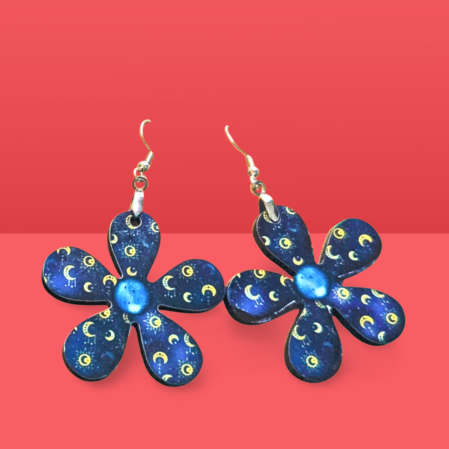 1 1/2 inch Hippie Flower Shaped Earrings