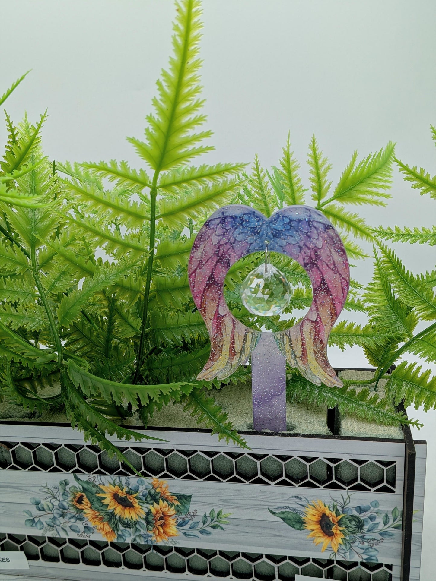 Acrylic Shaped Sublimated Garden Stake with hole and crystal or Acrylic charm