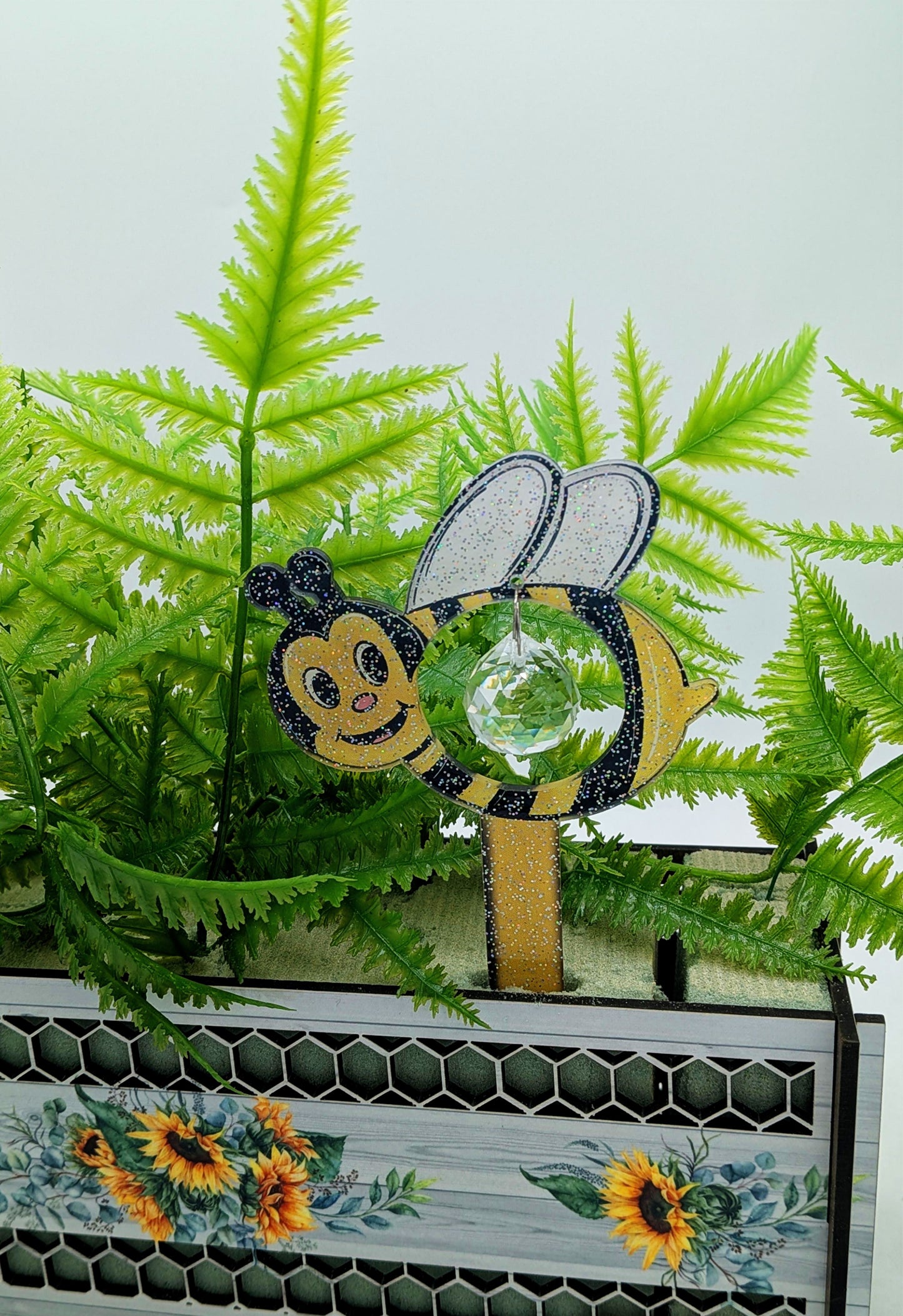 Acrylic Shaped Sublimated Garden Stake with hole and crystal or Acrylic charm