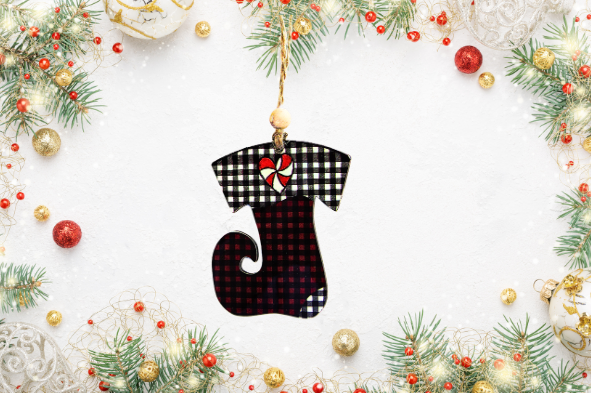 Elf Stocking Shaped Sublimated Ornament