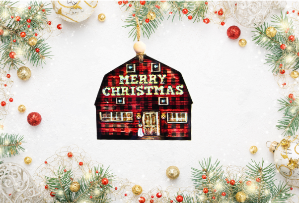 Barn Shaped Sublimated Ornament