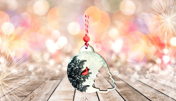 Round Bulb with Tree Shaped Sublimated Ornament