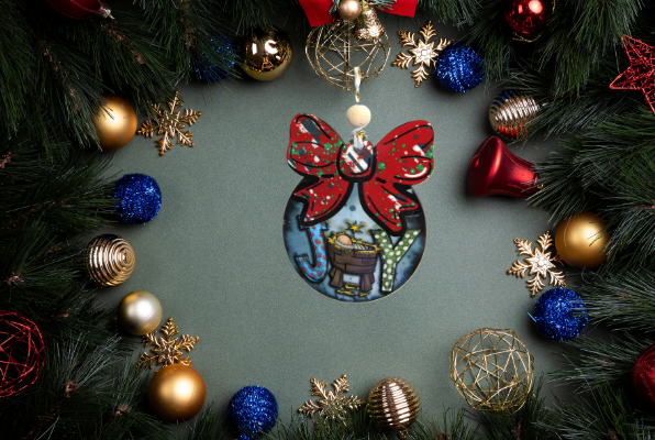 Ball with Bow Shaped Sublimated Ornament