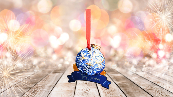 Christmas Bulb with Ribbon Shaped Sublimated Ornament