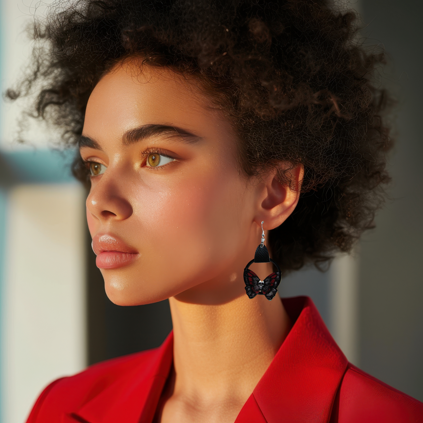 Round Butterfly Shaped Sublimated Earring