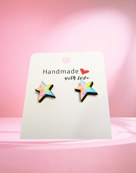 Star Shaped Sublimated Stud Earrings