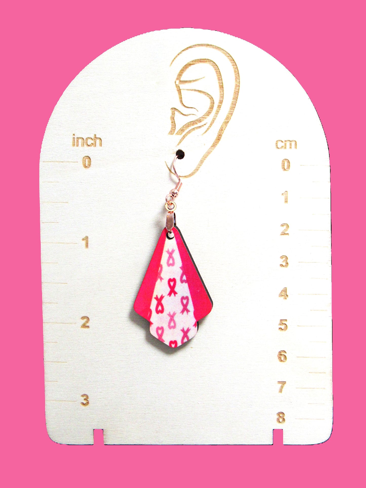 Breast cancer Awareness Fan Shaped Sublimated Earrings