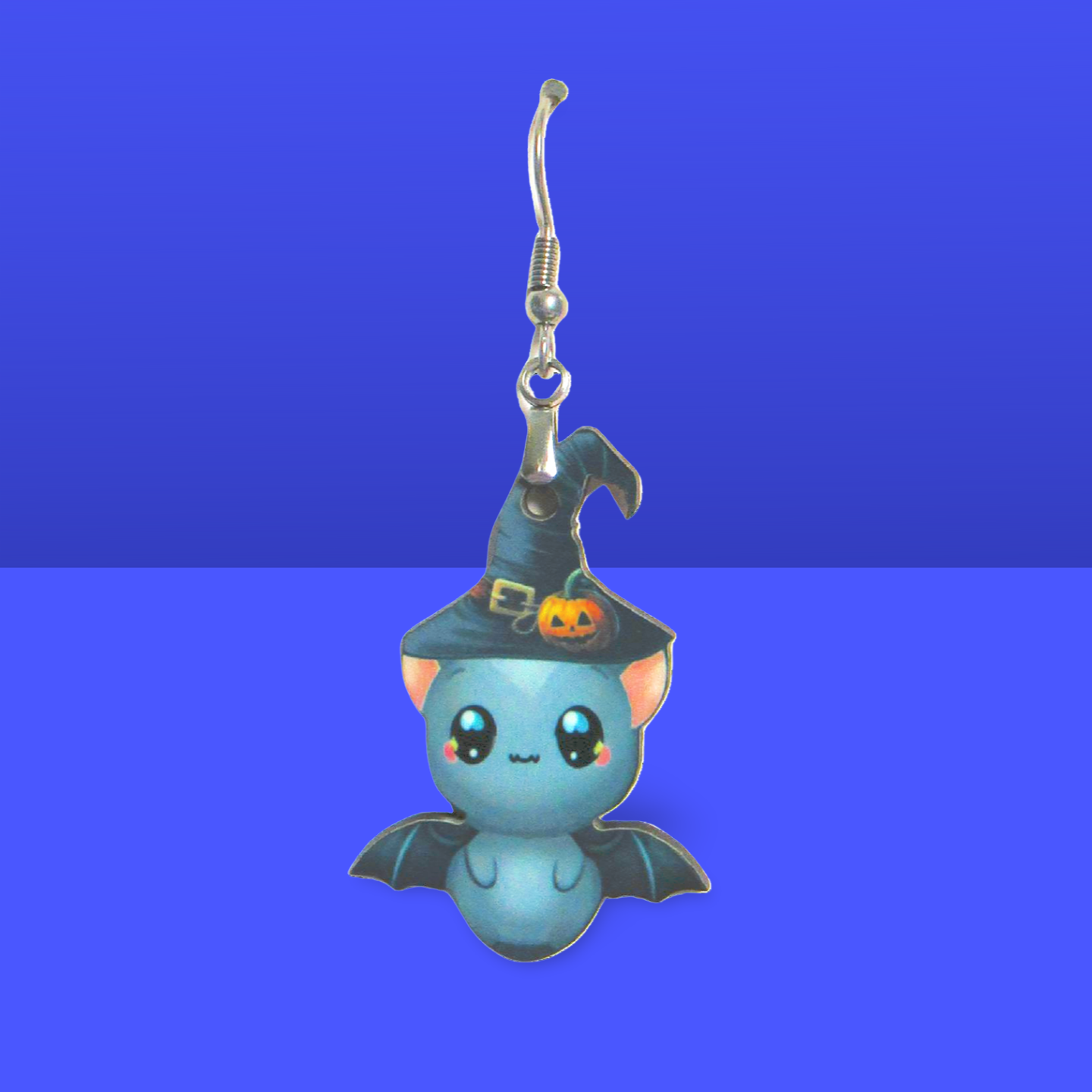 Bat with Witch Hat Shaped Sublimated Earrings 1.5 inch