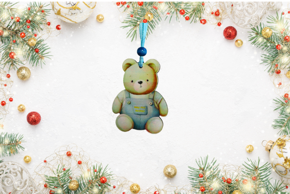 Teddy Bear Shaped Sublimated Ornament