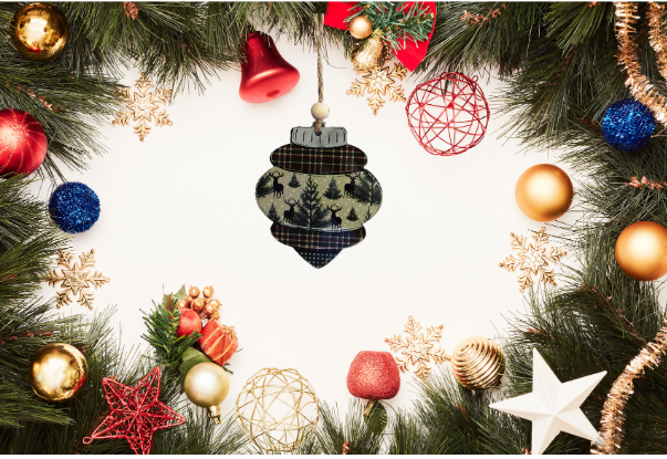 Vintage Bulb Shaped Sublimated Ornament