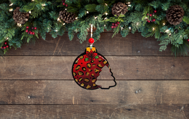 Round Bulb with Tree Shaped Sublimated Ornament