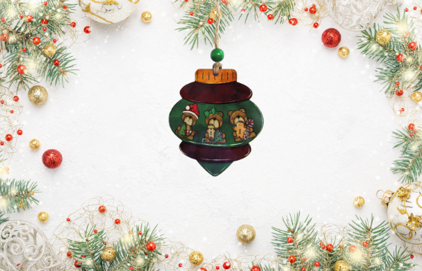 Vintage Bulb Shaped Sublimated Ornament