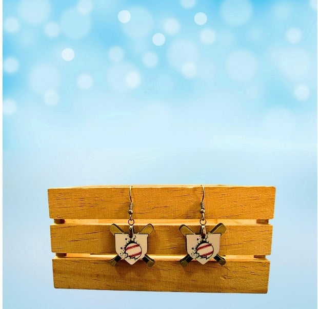 MDF- Home Plate Shaped Sublimated Earrings 1 inch