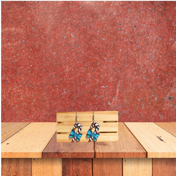 Candy Cane Shaped Sublimated Earrings