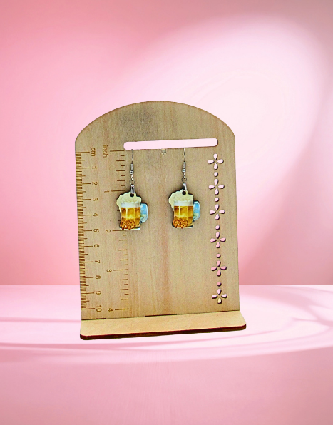 MDF- Beer Stein Shaped Sublimated Earrings 1 inch