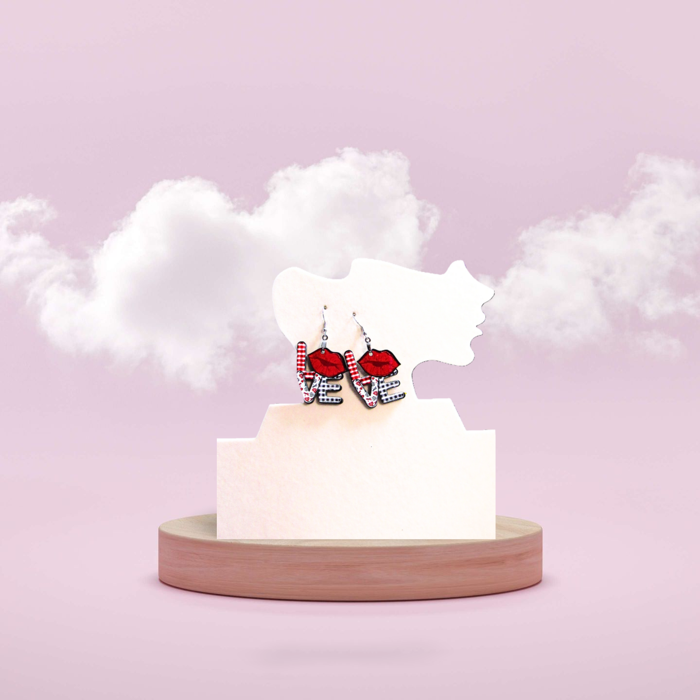 LOVE and Lips Shaped Sublimated Earrings