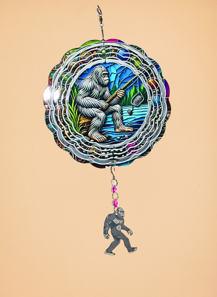 8 inch Sublimated Wind Spinner with Sublimated Dangle Big Foot