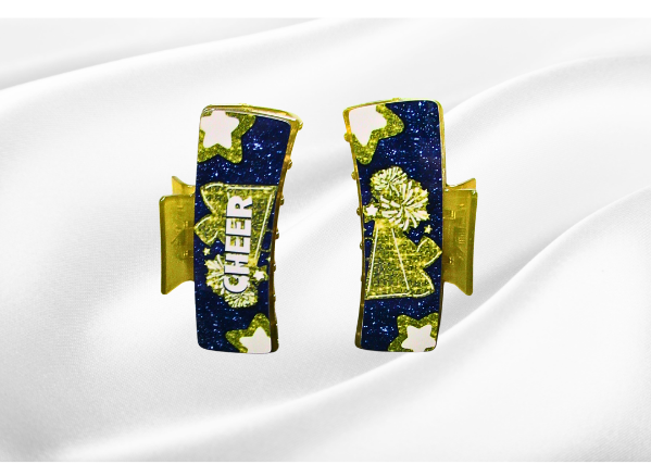 MDF-Large Sublimated Hair Claw Clip Cheer Themed (Glitter Look)
