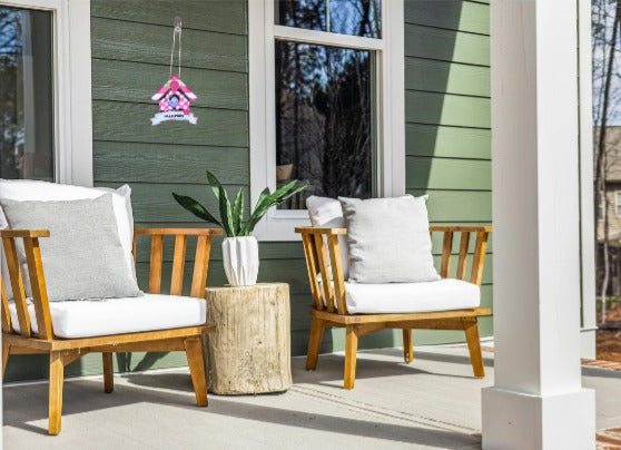 Birdhouse With Ribbon Banner Shaped Sublimated Door Hanger