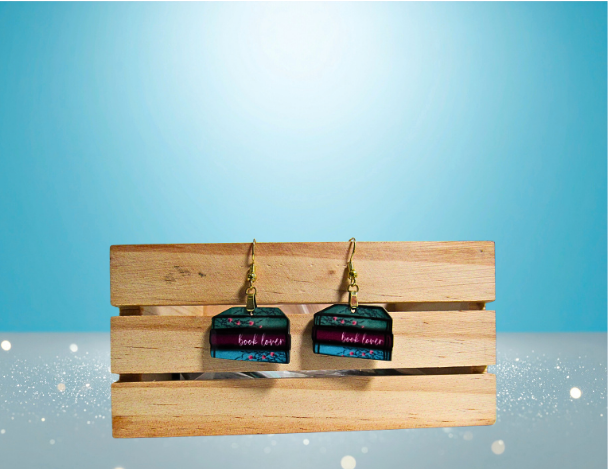 MDF-Stacked Book Sublimated Earrings 1 inch