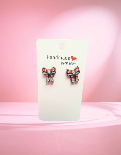 MDF-Christmas Bow Shaped Sublimated Stud Earrings