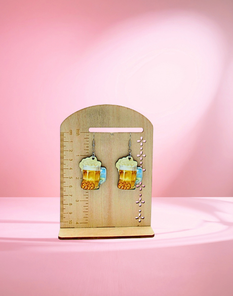 MDF- Beer Stein Shaped Sublimated Earrings 1.5 inch