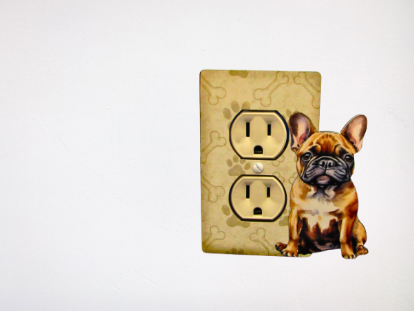 MDF- French Bulldog Shaped Sublimated Single Outlet Wall Plate