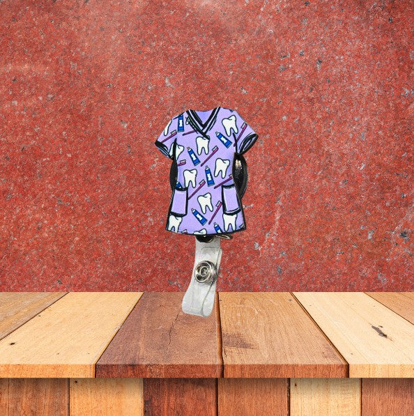 Scrub Top Shaped Sublimated Badge Reel Holder