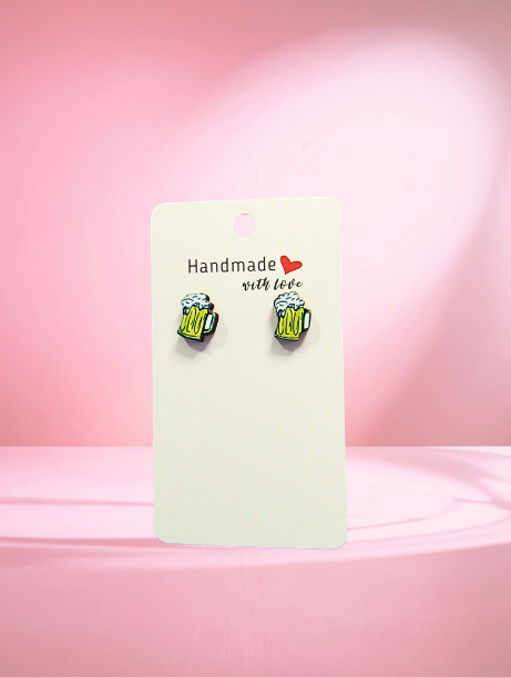 MDF- Beer Stein Shaped Sublimated Stud Earrings