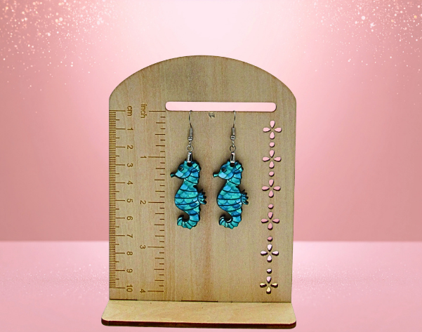 MDF-Seahorse Shaped Sublimated Earrings 1.5 inch