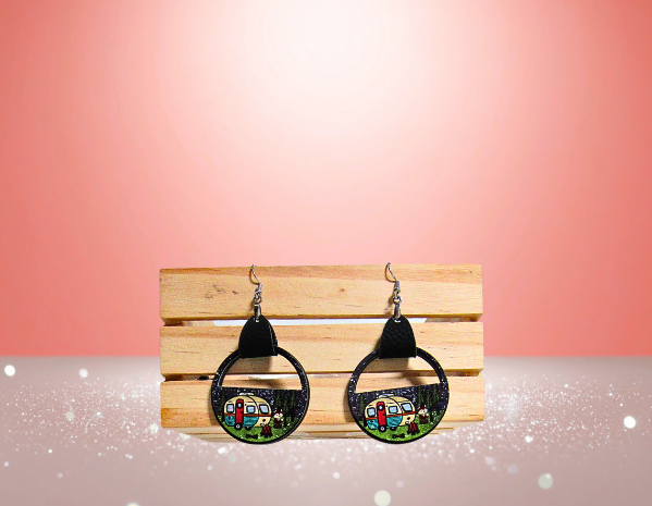 MDF-Round Semi Circle Shaped Sublimated Earrings 1.5 inch