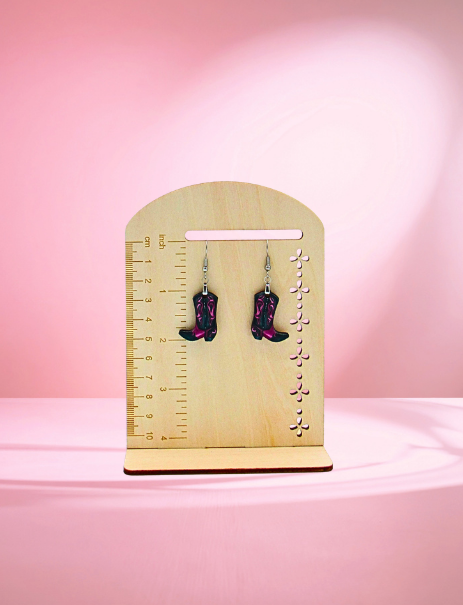 MDF-Cowboy Boot Shaped Sublimated Earrings 1 inch