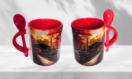 11 oz. Colored Sublimated Mug with Spoon