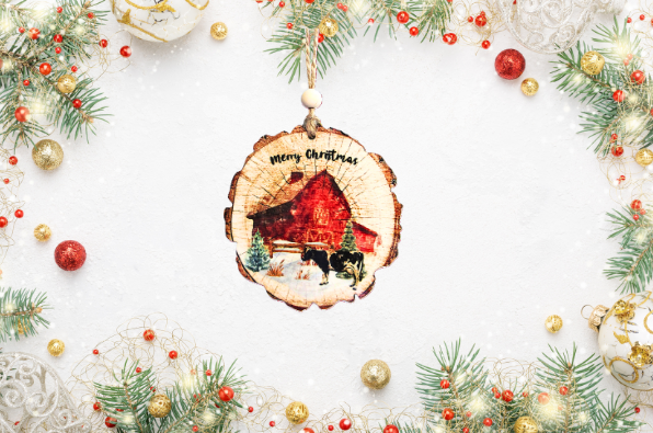 Wooden Slice Sublimated Ornament