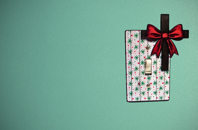 Cross with Bow Shaped Sublimated Light Switch Cover