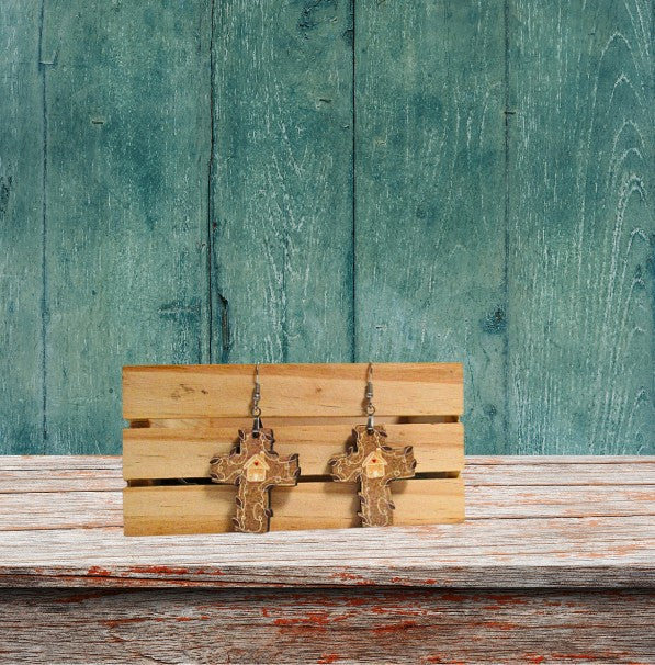 Cross with Lights Shaped Sublimated Earrings