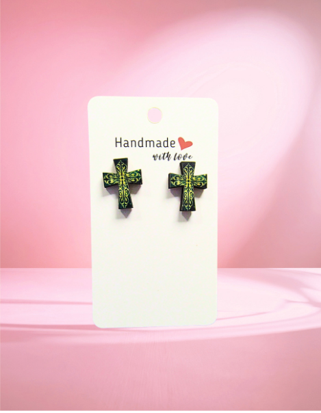 MDF-Cross Shaped Sublimated Stud Earrings