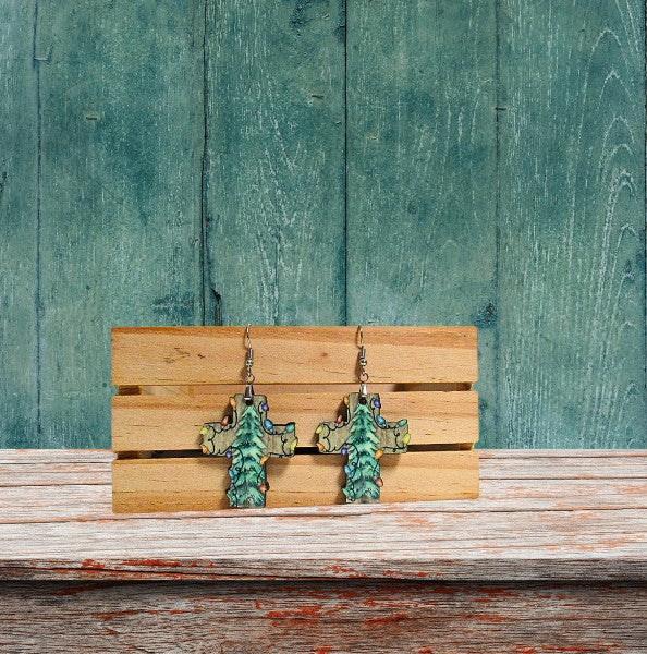 Cross with Lights Shaped Sublimated Earrings