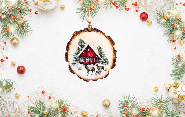 Wooden Slice Sublimated Ornament