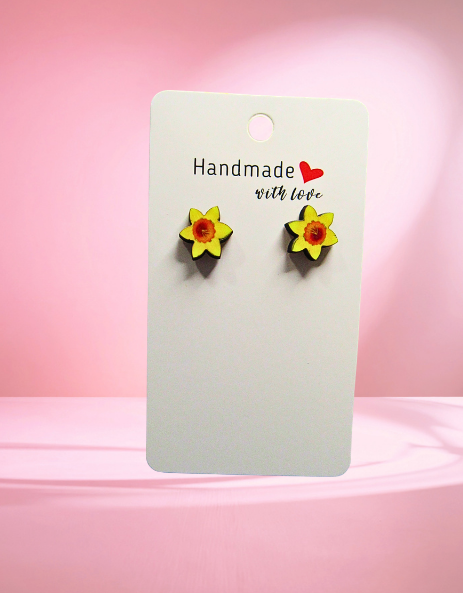 MDF- Daffodil Shaped Sublimated Stud Earrings