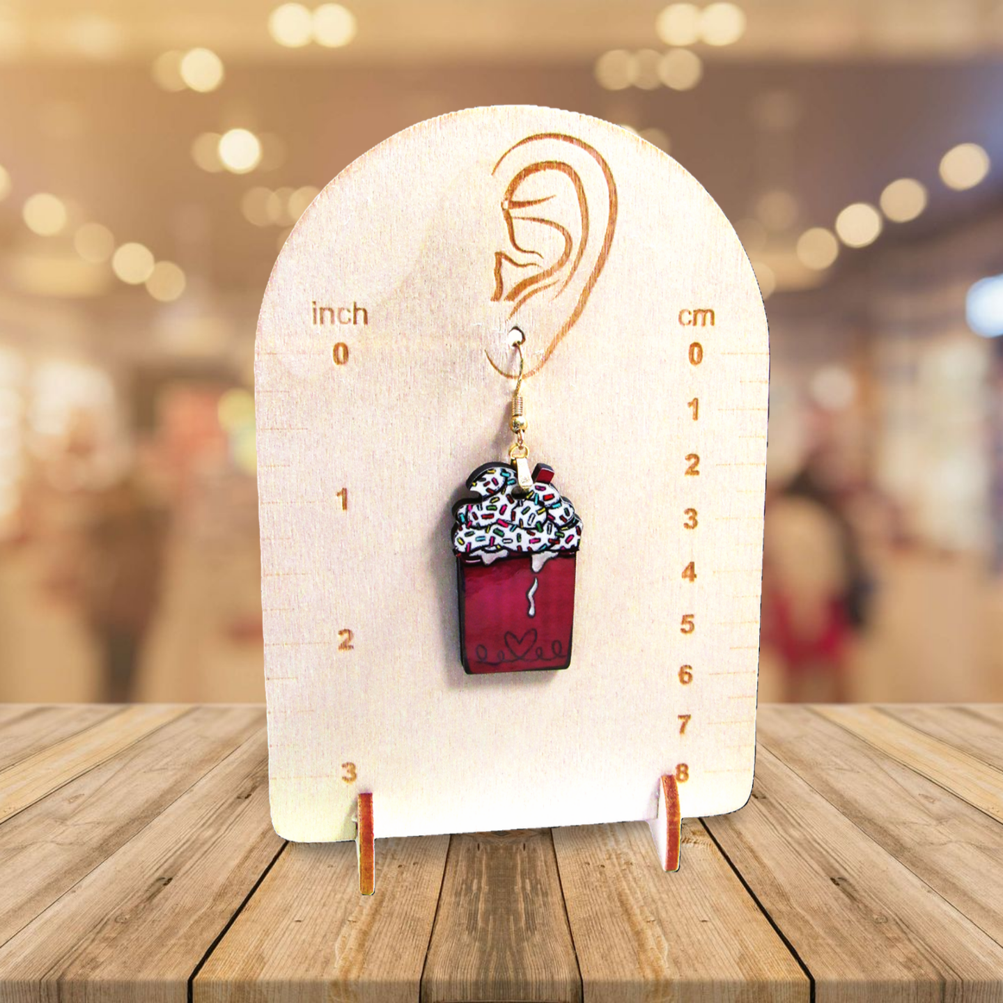 Milk Shake Shaped Sublimated Earring